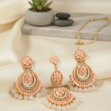 Turkish Design Gold Plated Blue Crystal Earrings Set 3 Pcs