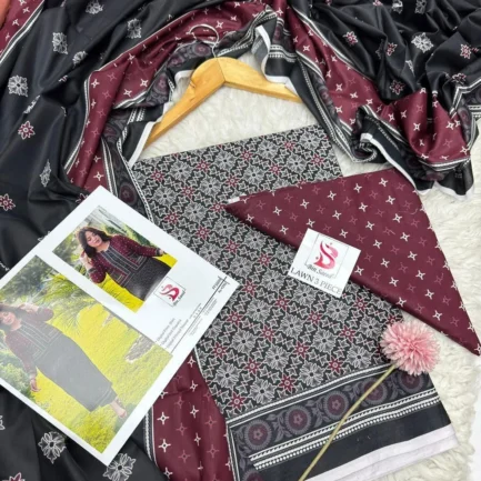 3 Pcs Women's Unstitched Printed Suit