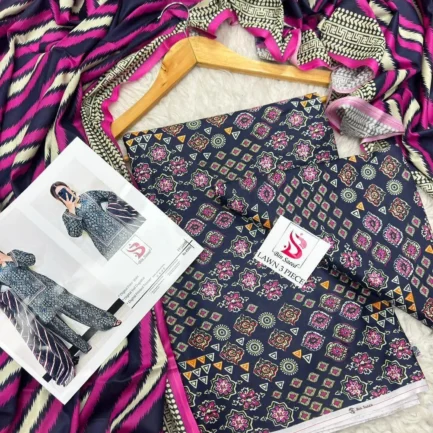 3 Pcs Women's Unstitched Printed Suit