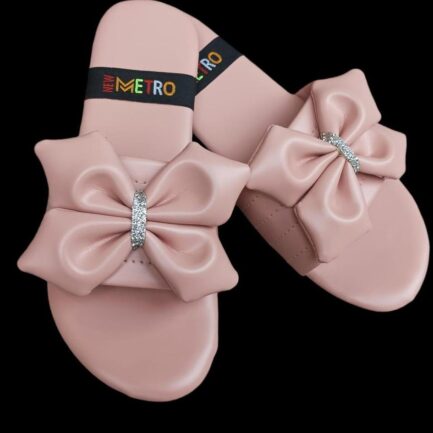 Women's Pink Bow PU Leather Semi-Formal Flats